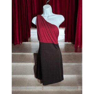 Women's One Shoulder Black and Burgundy Mini Dress Size M 4 Laces